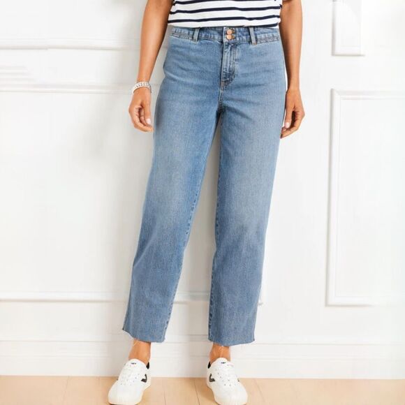 Talbots Easy Straight Leg Ankle Jean Size 0P Pearl Wash - Picture 1 of 9